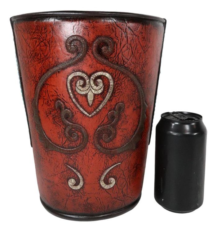 Ebros Gift Western Cowgirl Red Valentines Love Heart Lace Scrollwork Waste Basket Trash Bin