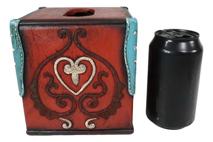 Ebros Gift Western Cowgirl Red Valentines Love Heart Lace Scrollwork Tissue Box Cover Decor