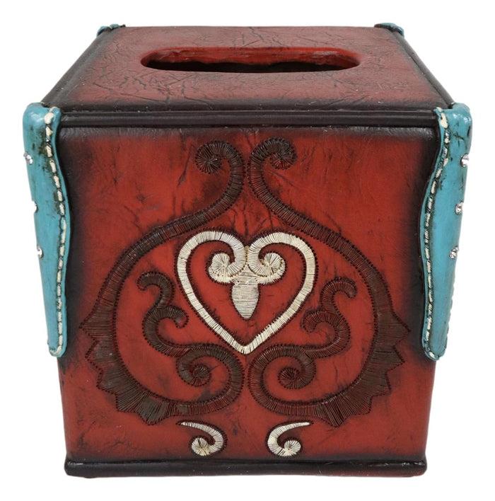 Ebros Gift Western Cowgirl Red Valentines Love Heart Lace Scrollwork Tissue Box Cover Decor