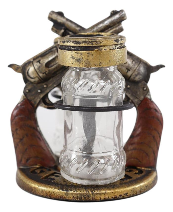 Ebros Gift Western Dual Crossed Pistol Revolver Guns Salt And Pepper Shakers Holder Decor