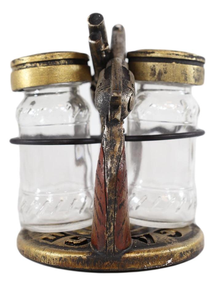 Ebros Gift Western Dual Crossed Pistol Revolver Guns Salt And Pepper Shakers Holder Decor