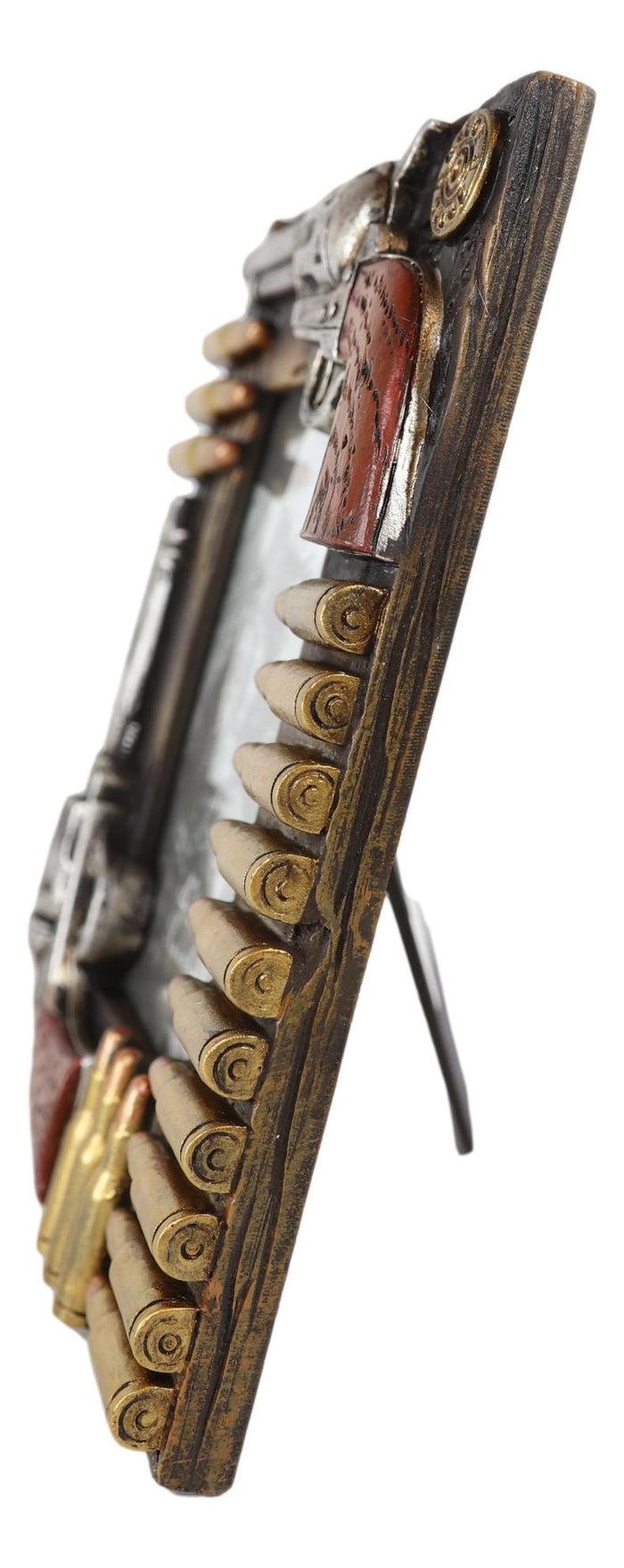 Ebros Gift Western Dual Pistol Revolver Guns With Bullet Shells 4"X6" Photo Picture Frame
