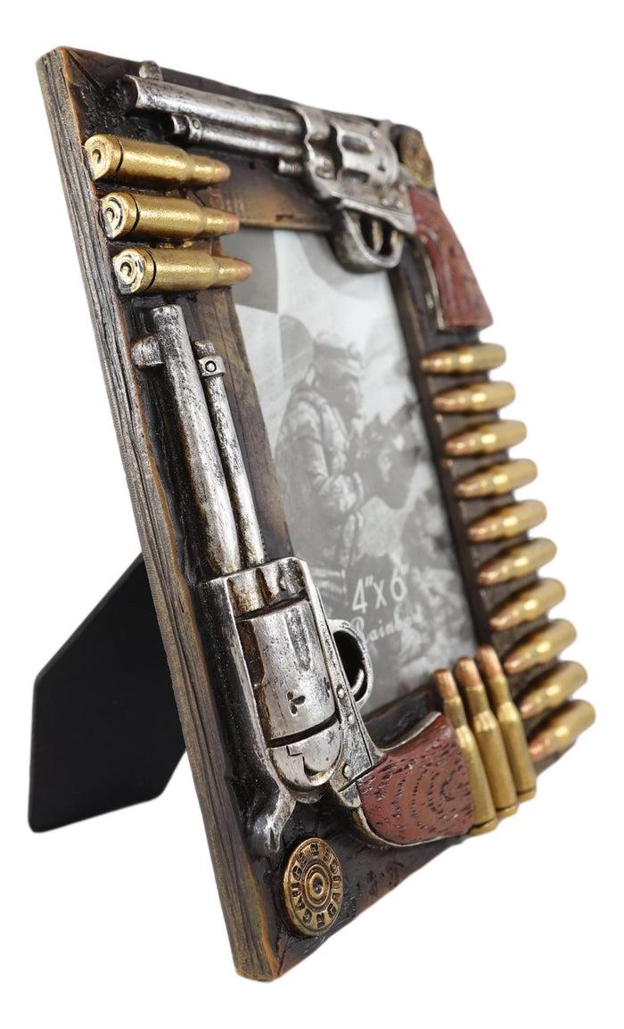 Ebros Gift Western Dual Pistol Revolver Guns With Bullet Shells 4"X6" Photo Picture Frame