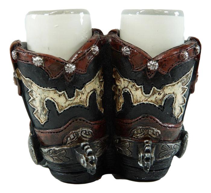 Ebros Gift Western Fancy Pair Of Cowboy Boots With Spur Salt And Pepper Shakers Holder Set