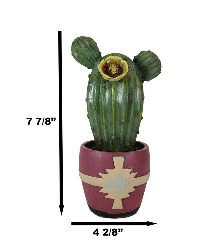 Ebros Gift Western Faux Yellow Flowering Cactus Succulent Plant In Navajo Vector Pot Decor