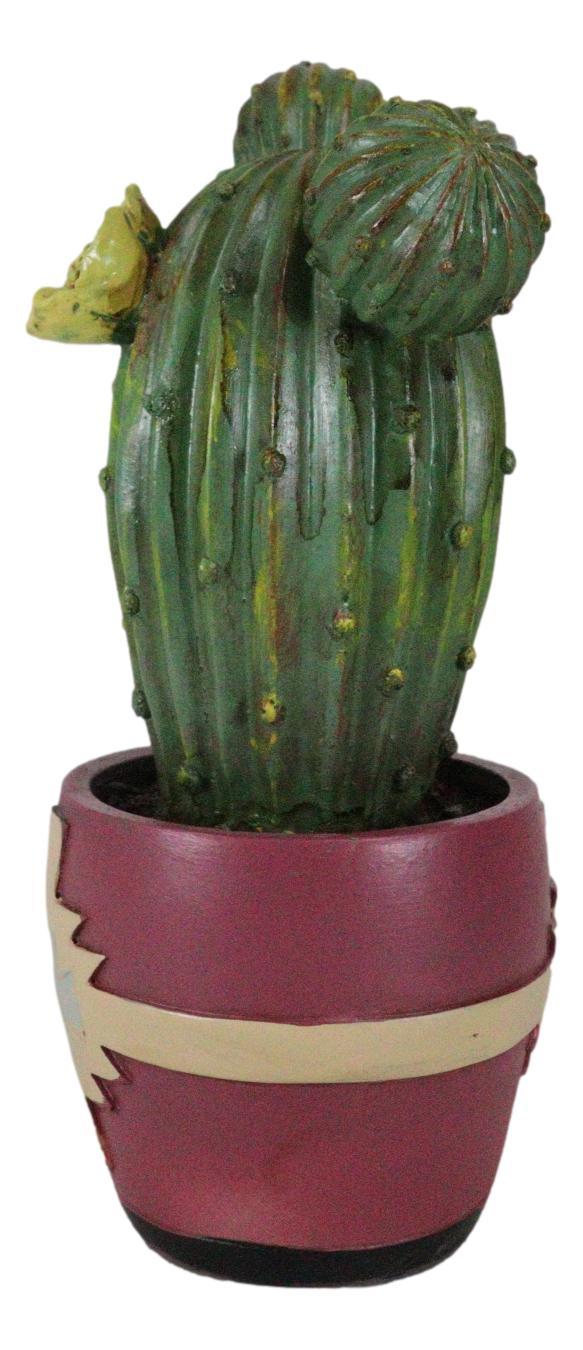 Ebros Gift Western Faux Yellow Flowering Cactus Succulent Plant In Navajo Vector Pot Decor
