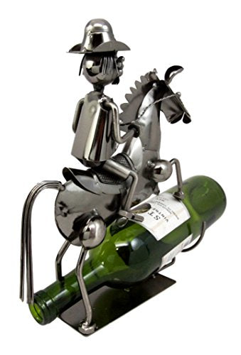 Ebros Gift Western Giddy Up Ranger Cowboy W/ Horse Metal Wine Bottle Holder Caddy Figurine