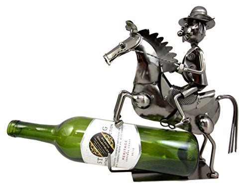 ebros gift Western Giddy Up Ranger Cowboy W/ Horse Metal Wine Bottle Holder Caddy Figurine
