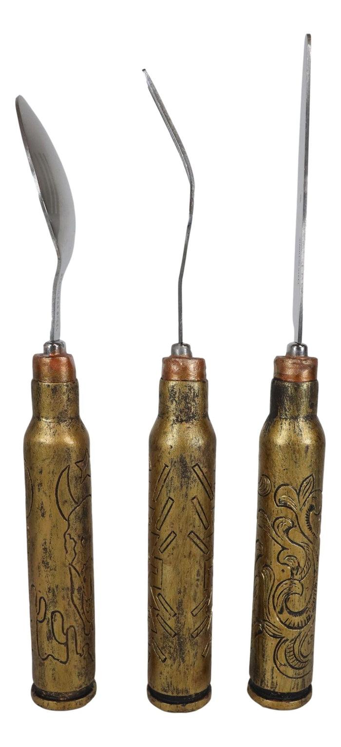 Ebros Gift Western Hunter Rifle Ammo Bullet Shell Casing Flatware 4 Spoons Forks Knives Set