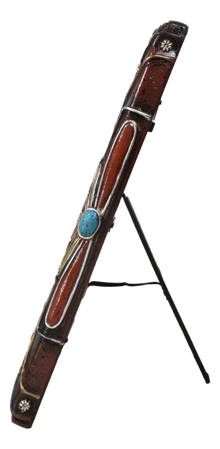 Ebros Gift Western Longhorn Tooled Silver Concho Turquoise Gems Picture Photo Frame 5"X7"