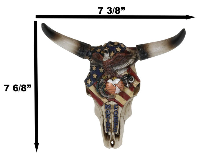 Ebros Gift Western Marine Patriotic US Flag American Bald Eagle Cow Skull Wall Decor