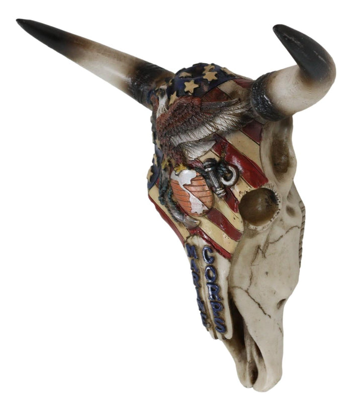 Ebros Gift Western Marine Patriotic US Flag American Bald Eagle Cow Skull Wall Decor