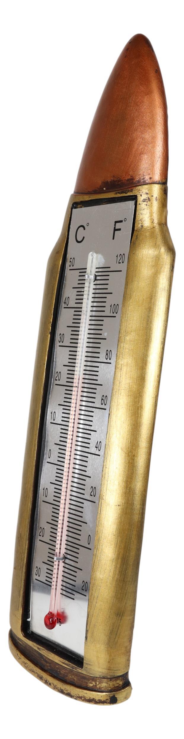 Ebros Gift Western Military Hunting Themed Rifle Shell Ammo Bullet Shaped Wall Thermometer