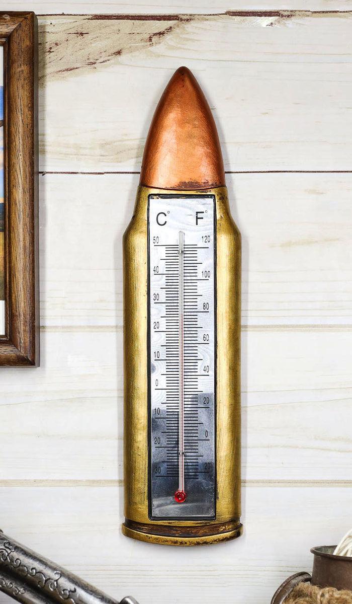 ebros gift Western Military Hunting Themed Rifle Shell Ammo Bullet Shaped Wall Thermometer