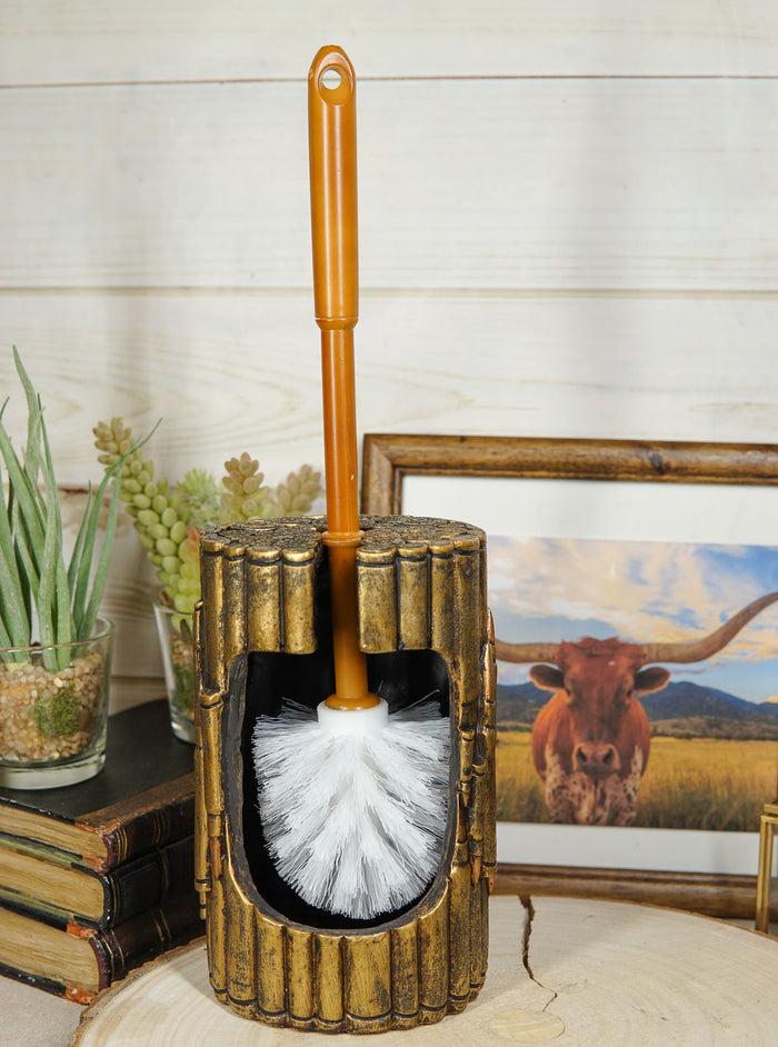 Ebros Gift Western Military Rifle Ammo Shells Gold Tone Bullets Toilet Brush And Holder Set