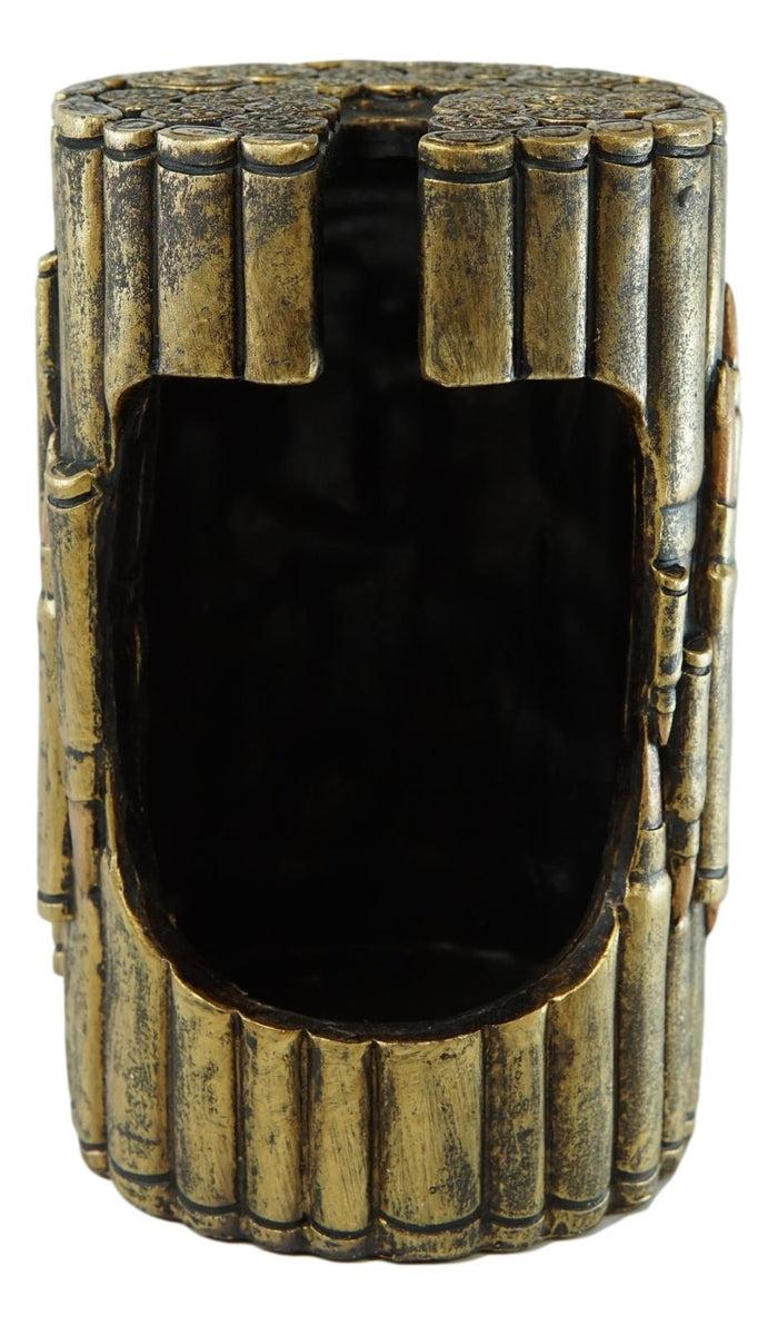 Ebros Gift Western Military Rifle Ammo Shells Gold Tone Bullets Toilet Brush And Holder Set