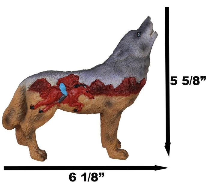 Ebros Gift Western Native Tribal Howling Wolf Totem Spirit Indian Rider Figurine Collection