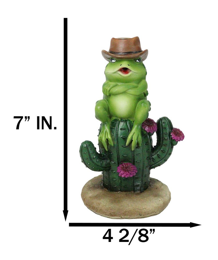 Ebros Gift Western Outlaw Cowboy Frog On Cactus Backflow Incense Cone Burner Figurine