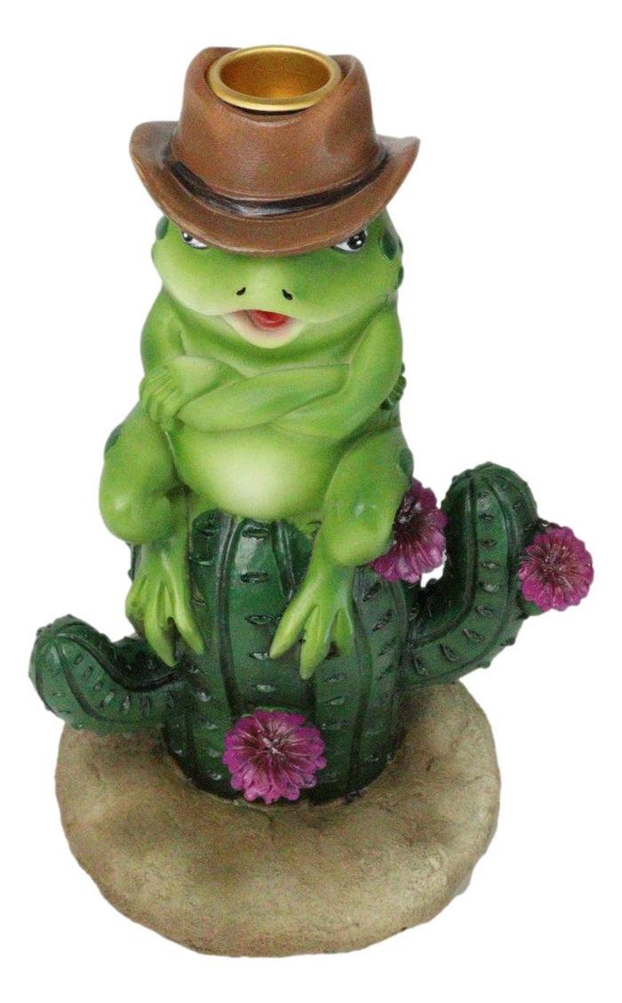 Ebros Gift Western Outlaw Cowboy Frog On Cactus Backflow Incense Cone Burner Figurine