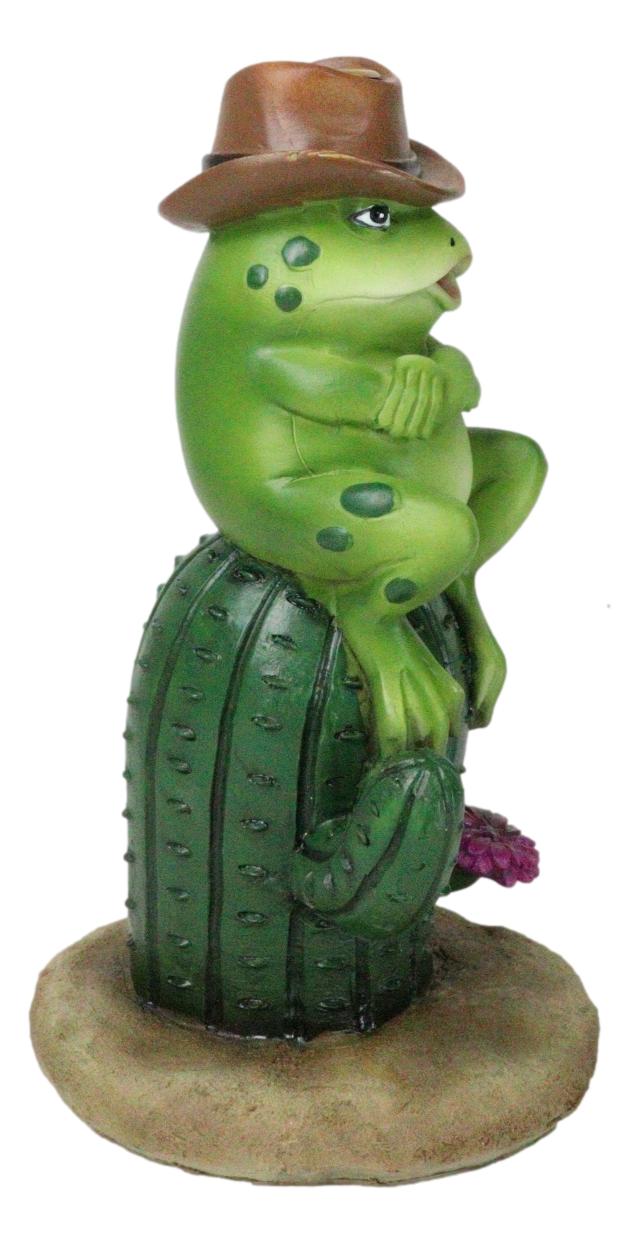 Ebros Gift Western Outlaw Cowboy Frog On Cactus Backflow Incense Cone Burner Figurine