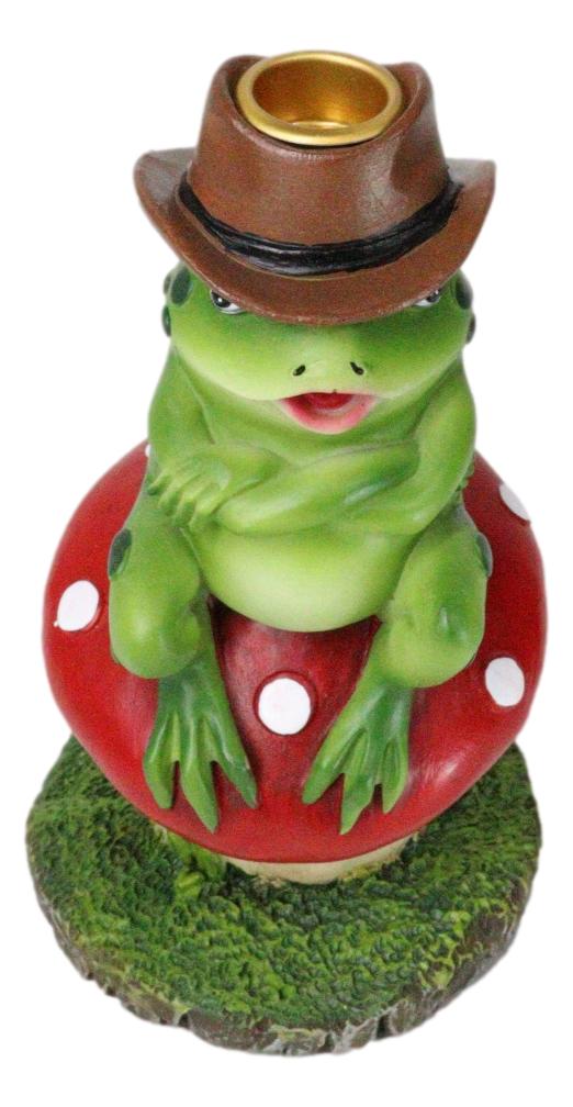 Ebros Gift Western Outlaw Cowboy Frog On Mushroom Backflow Incense Cone Burner Figurine