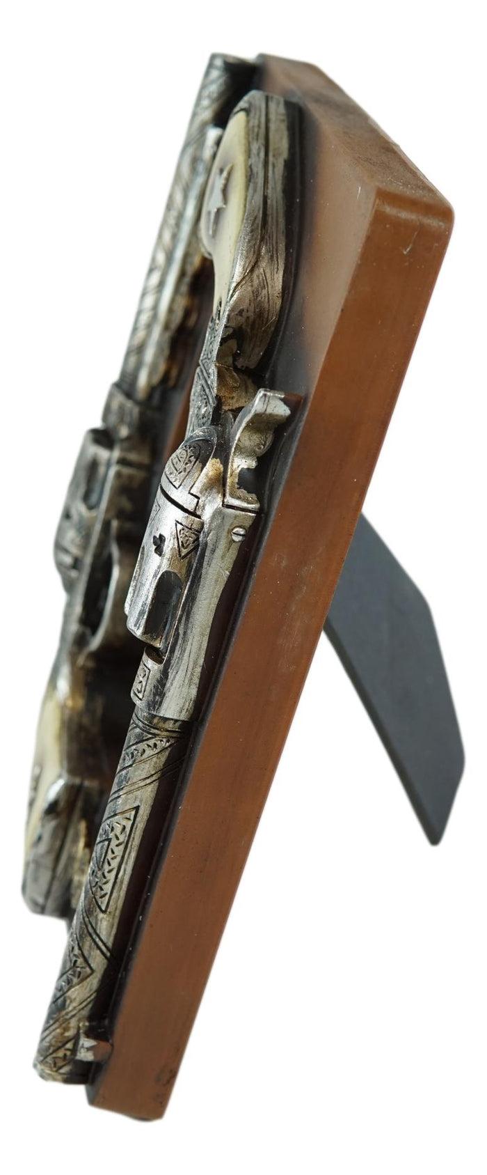 Ebros Gift Western Outlaw Dual Pistol Revolvers With Ammo Bullets Photo Picture Frame Decor