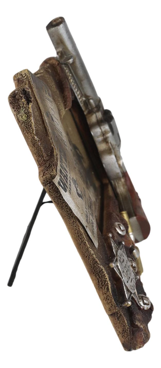 Ebros Gift Western Outlaw Fugitive Wanted Sherriff Pistol Badge Bullets Photo Picture Frame