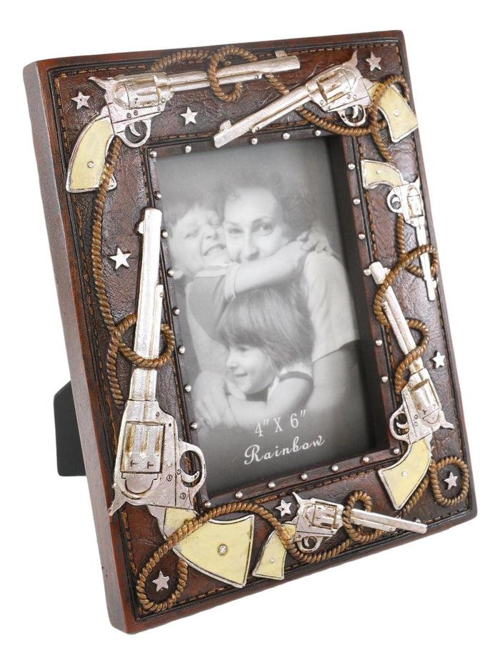 Ebros Gift Western Outlaw Pistol Revolvers Lasso Ropes Lone Stars Photo Picture Frame Decor