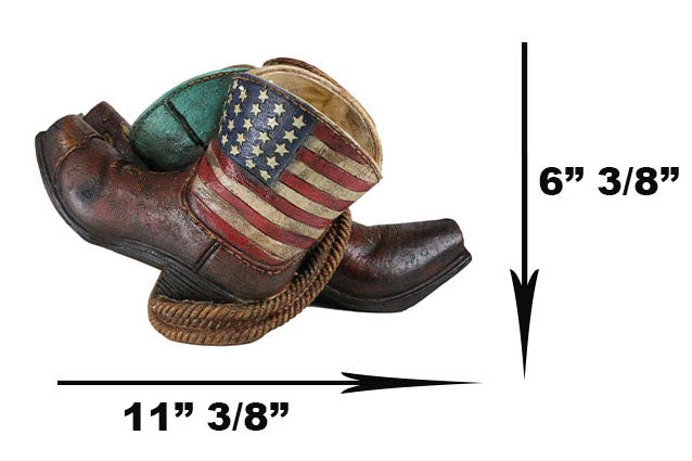Ebros Gift Western Patriotic American Flag Faux Tooled Leather Boots 3 Bottles Wine Holder