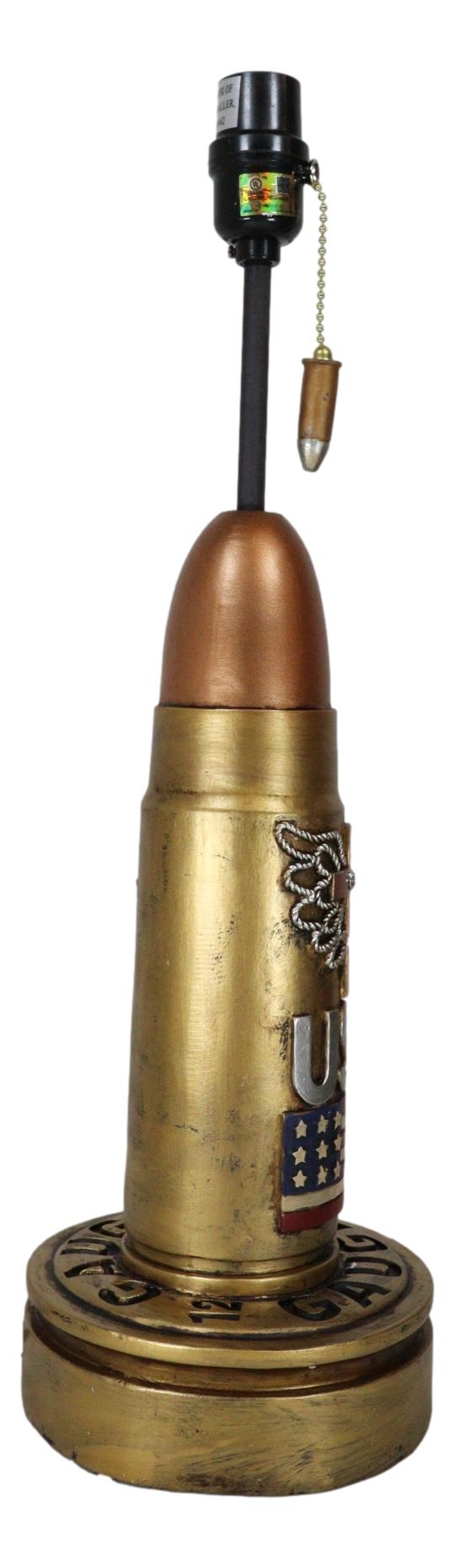 Ebros Gift Western Patriotic American Flag USA Angel Winged Cross Bullet Shell Table Lamp