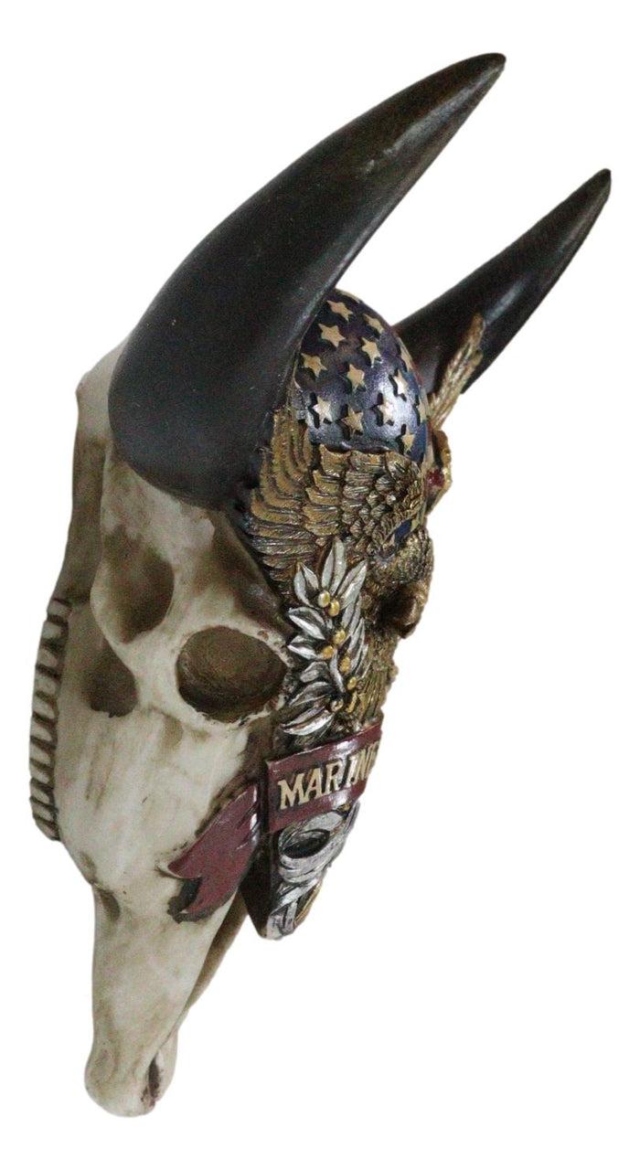 Ebros Gift Western Patriotic Bull Cow Skull W/ American Flag Bald Eagle Marine Wall Decor