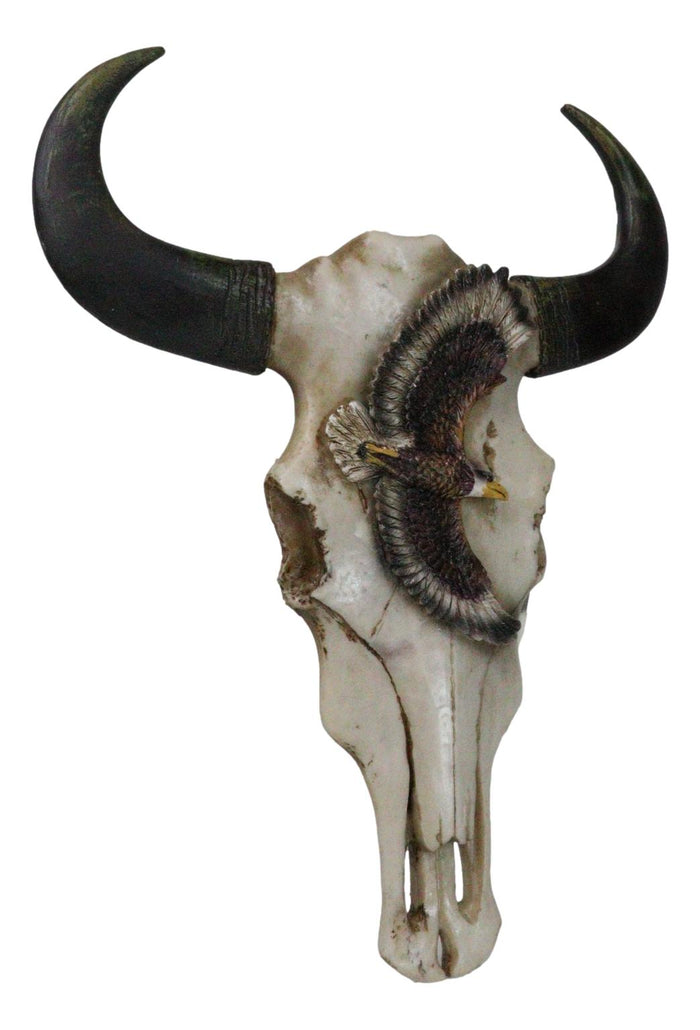 Ebros Gift Western Patriotic King Of The Skies Bald Eagle Soaring Cow Skull Wall Decor