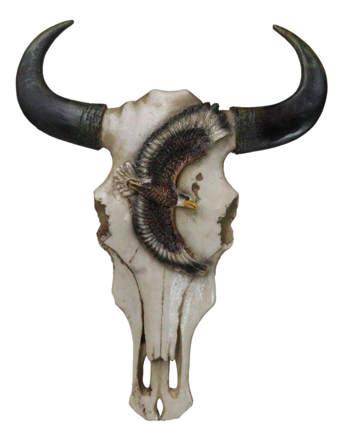 ebros gift Western Patriotic King of The Skies Bald Eagle Soaring Cow Skull Wall Decor