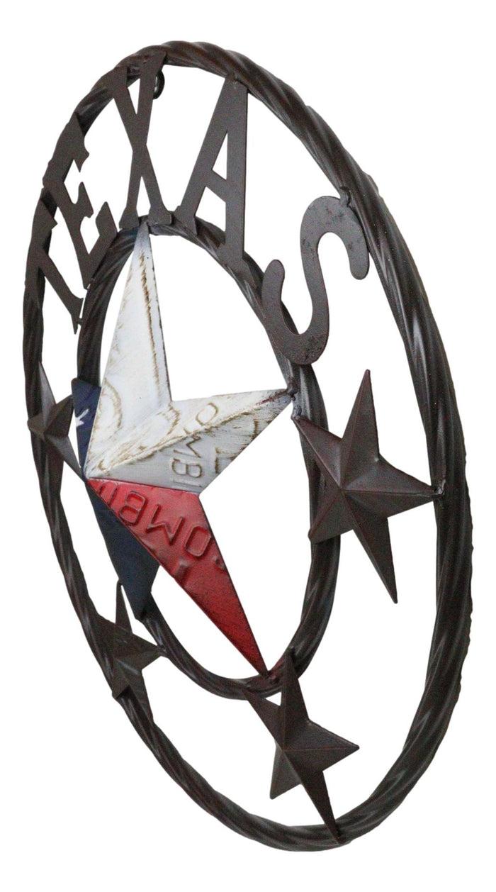 Ebros Gift Western Patriotic Lone Star State Texas With Mini Stars Metal Wall Circle Sign