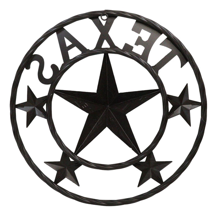 Ebros Gift Western Patriotic Lone Star State Texas With Mini Stars Metal Wall Circle Sign