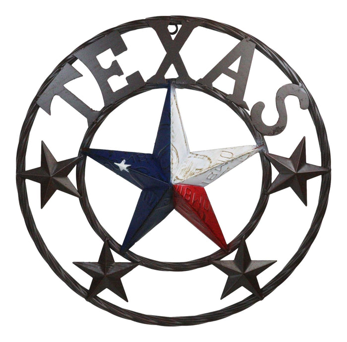 ebros gift Western Patriotic Lone Star State Texas With Mini Stars Metal Wall Circle Sign