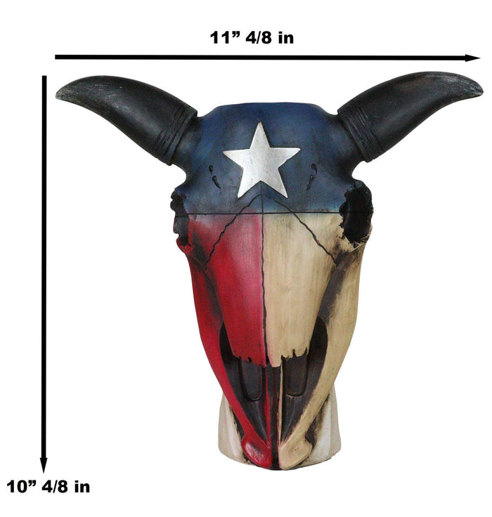 Ebros Gift Western Patriotic Texas State Flag Lone Star Rustic Cow Skull Vase Planter Decor