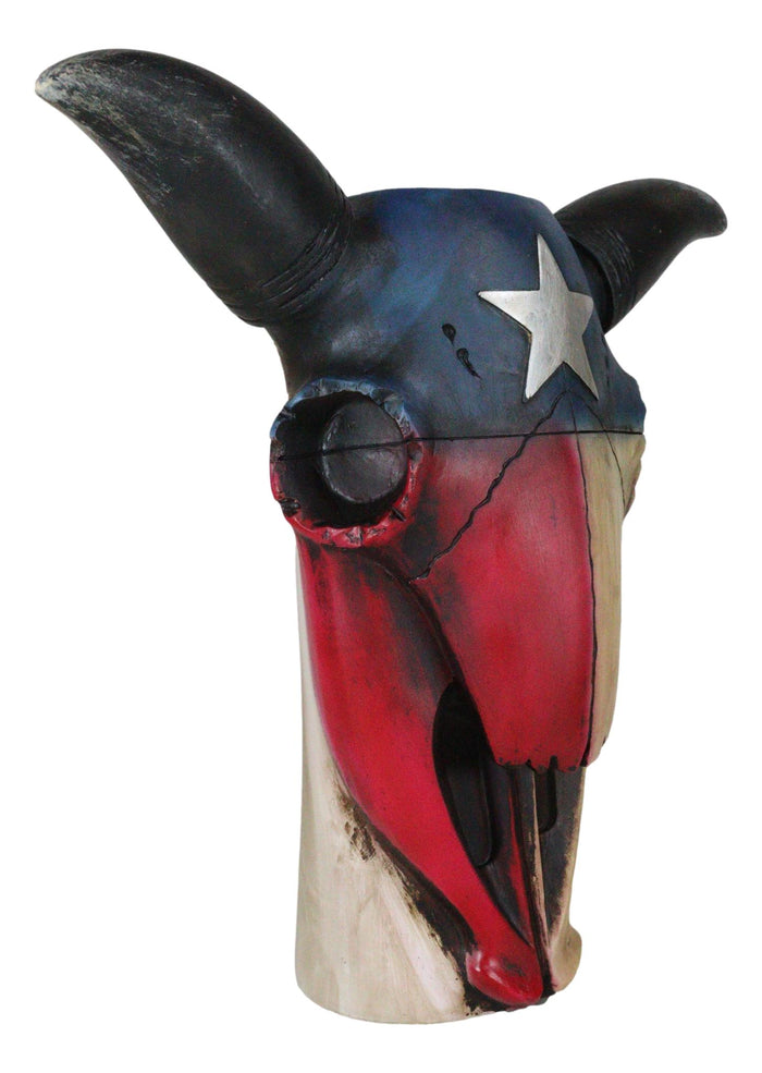 Ebros Gift Western Patriotic Texas State Flag Lone Star Rustic Cow Skull Vase Planter Decor