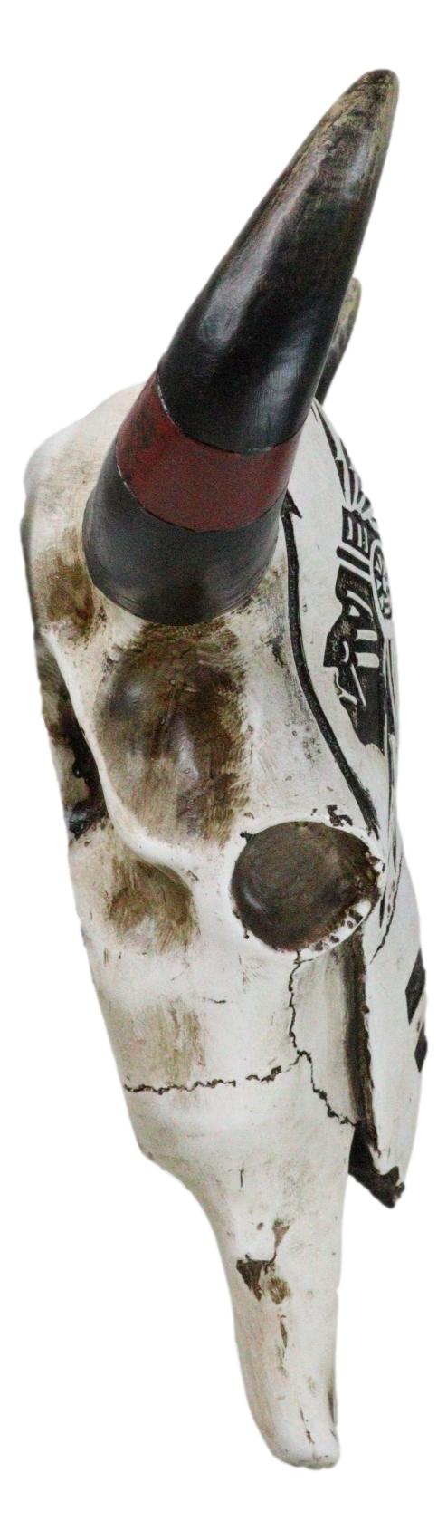 Ebros Gift Western Patriotic USA Flag Army Branch Eagle Key Emblem Cow Skull Wall Decor