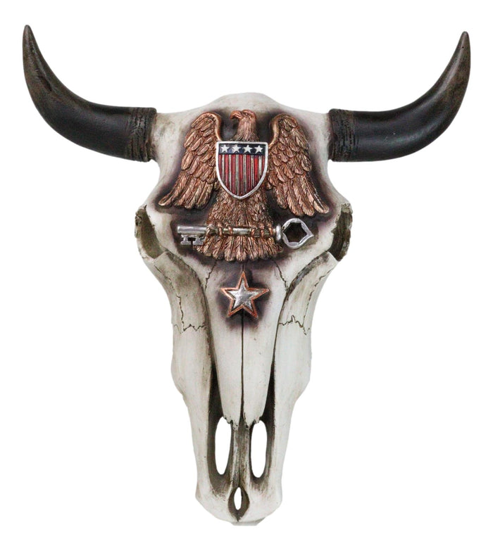 ebros gift Western Patriotic USA Flag Army Branch Eagle Key Emblem Cow Skull Wall Decor
