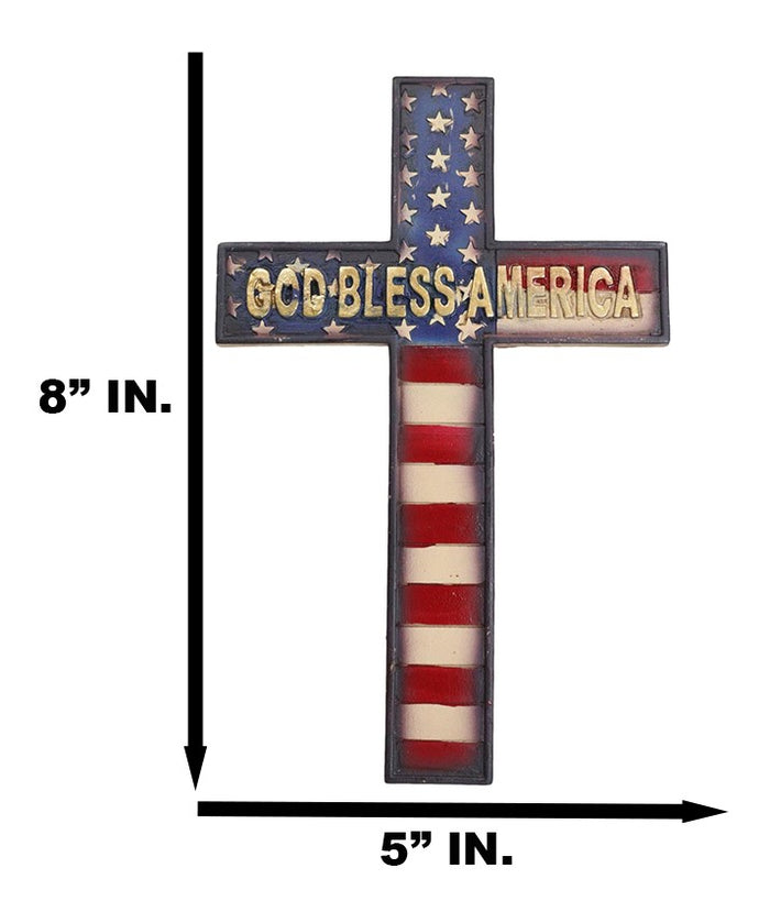 Ebros Gift Western Patriotic USA Flag Old Faithful God Bless America Memorial Wall Cross