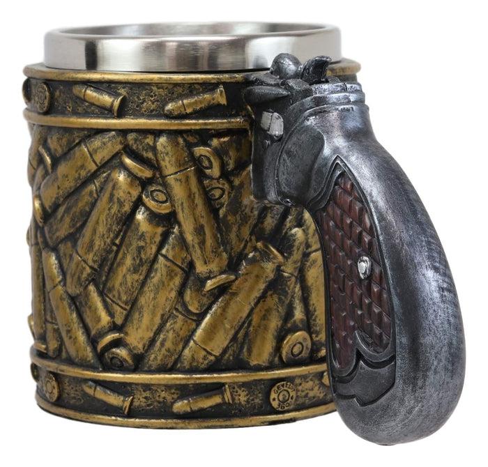 Ebros Gift Western Pistol Gun Ammo Bullet Shells Beer Stein Tankard Coffee Cup Mug 12oz
