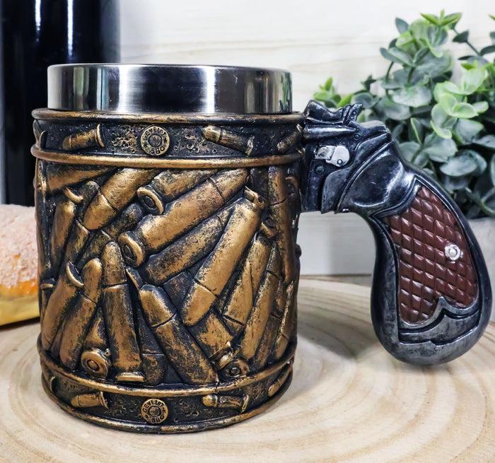 ebros gift Western Pistol Gun Ammo Bullet Shells Beer Stein Tankard Coffee Cup Mug 12oz