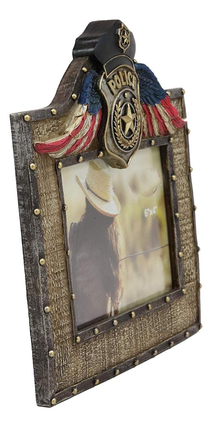 Ebros Gift Western Police Emblem Logo Badge Picture Frame With Easel Back For 4"X6" Photo