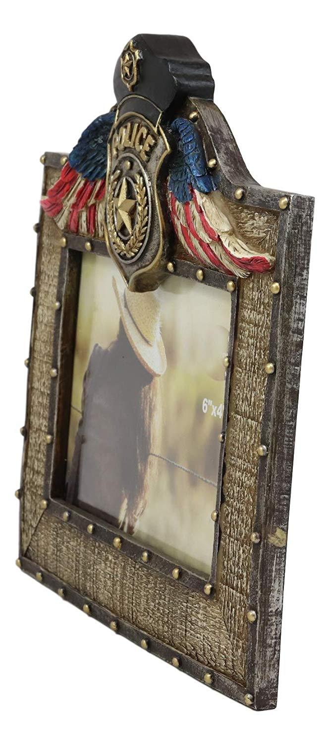 Ebros Gift Western Police Emblem Logo Badge Picture Frame With Easel Back For 4"X6" Photo