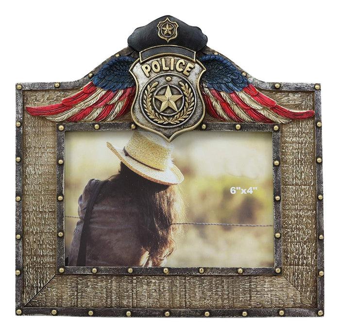Ebros Gift Western Police Emblem Logo Badge Picture Frame With Easel Back For 4"X6" Photo