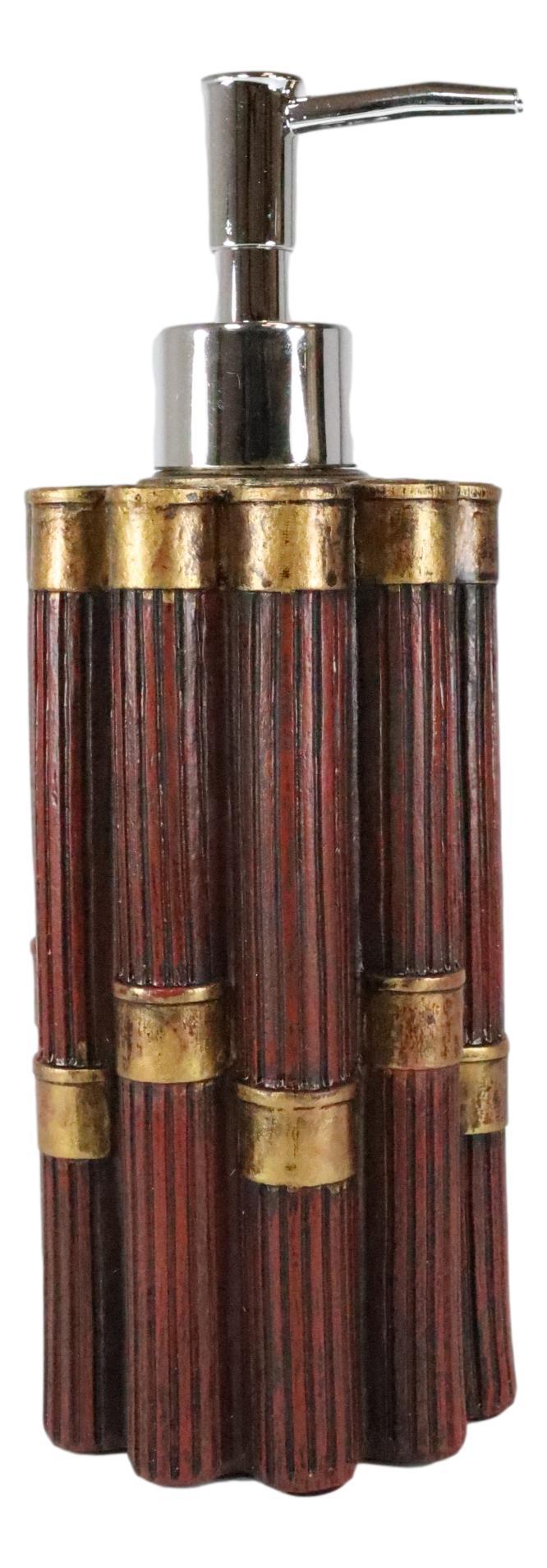 Ebros Gift Western Red And Gold 12 Gauge Shotgun Bullet Shells Liquid Soap Pump Dispenser