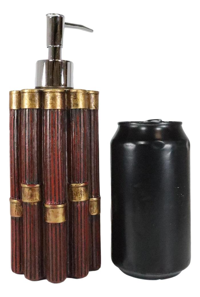 Ebros Gift Western Red And Gold 12 Gauge Shotgun Bullet Shells Liquid Soap Pump Dispenser