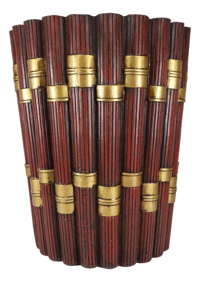 Ebros Gift Western Red And Gold 12 Gauge Shotgun Shell Bullets Waste Basket Trash Bin