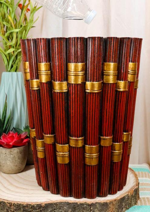 Ebros Gift Western Red And Gold 12 Gauge Shotgun Shell Bullets Waste Basket Trash Bin